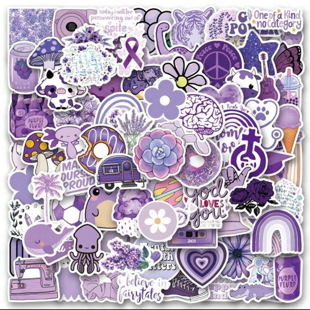 120PCS Purple Stickers Vinyl Stickers Scrapbook, Journaling, Laptop, Bumper,